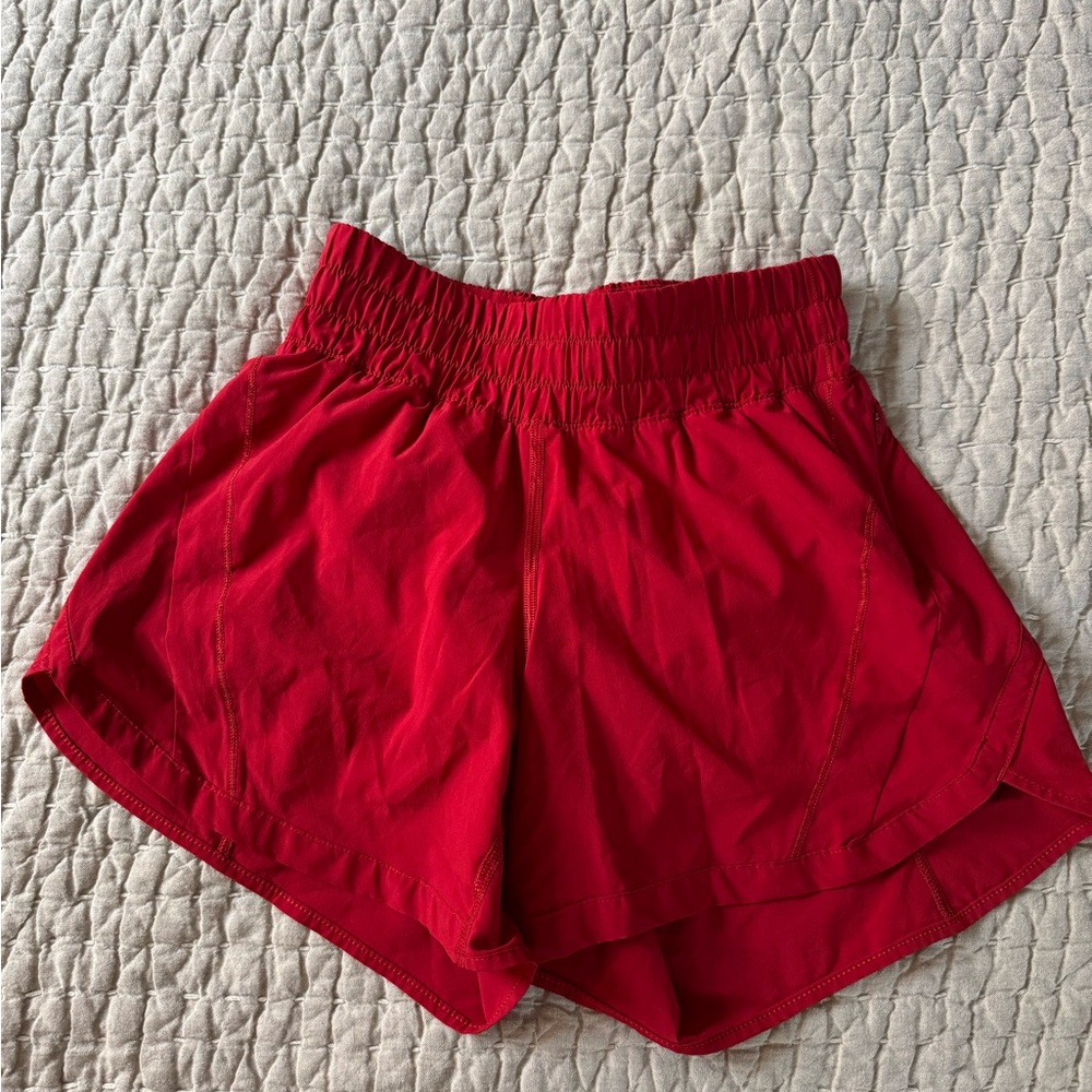 lululemon athletica Red Women's Athletic Shorts with Elastic Waistband